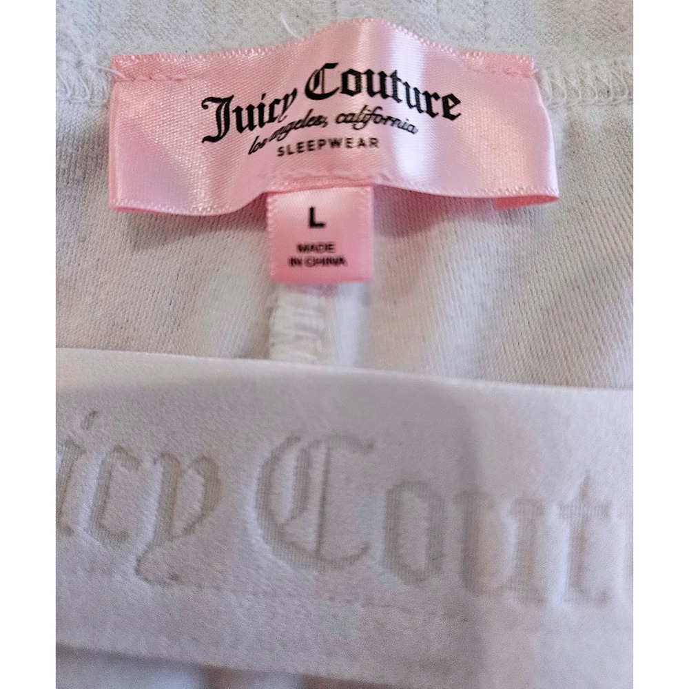 Juicy Couture White Velour Shorts Large Rhinestone Logo Y2K Lounge Activewear - Picture 5 of 7